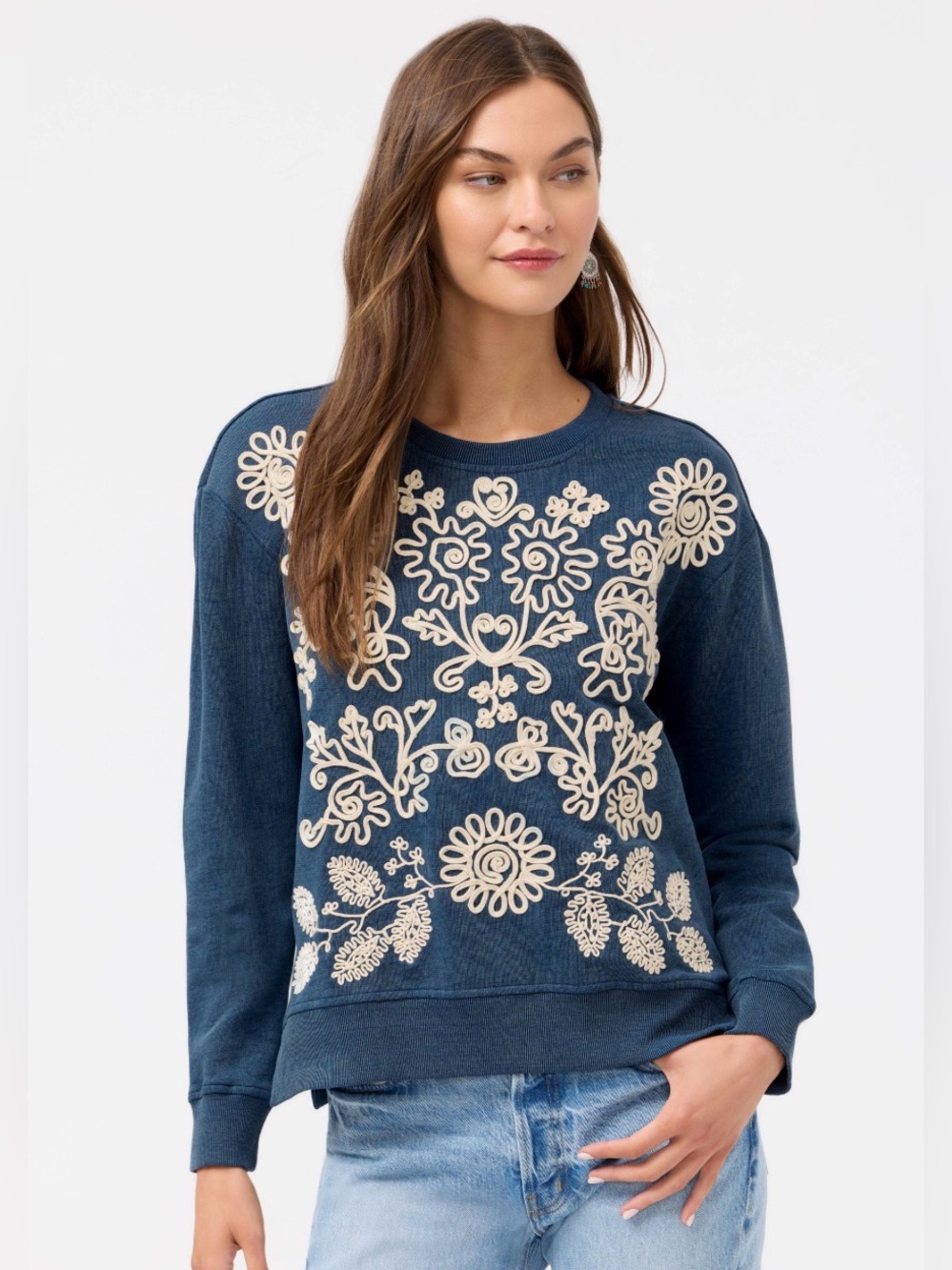 Johnny Was NWOT Suttash Sweatshirt in Indigo Size Medium